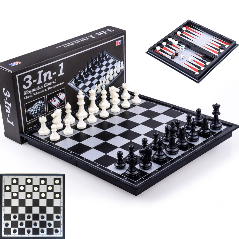 Board Game Harvest - Foldable Magnetic Chess 25CM Checkers Backgammon