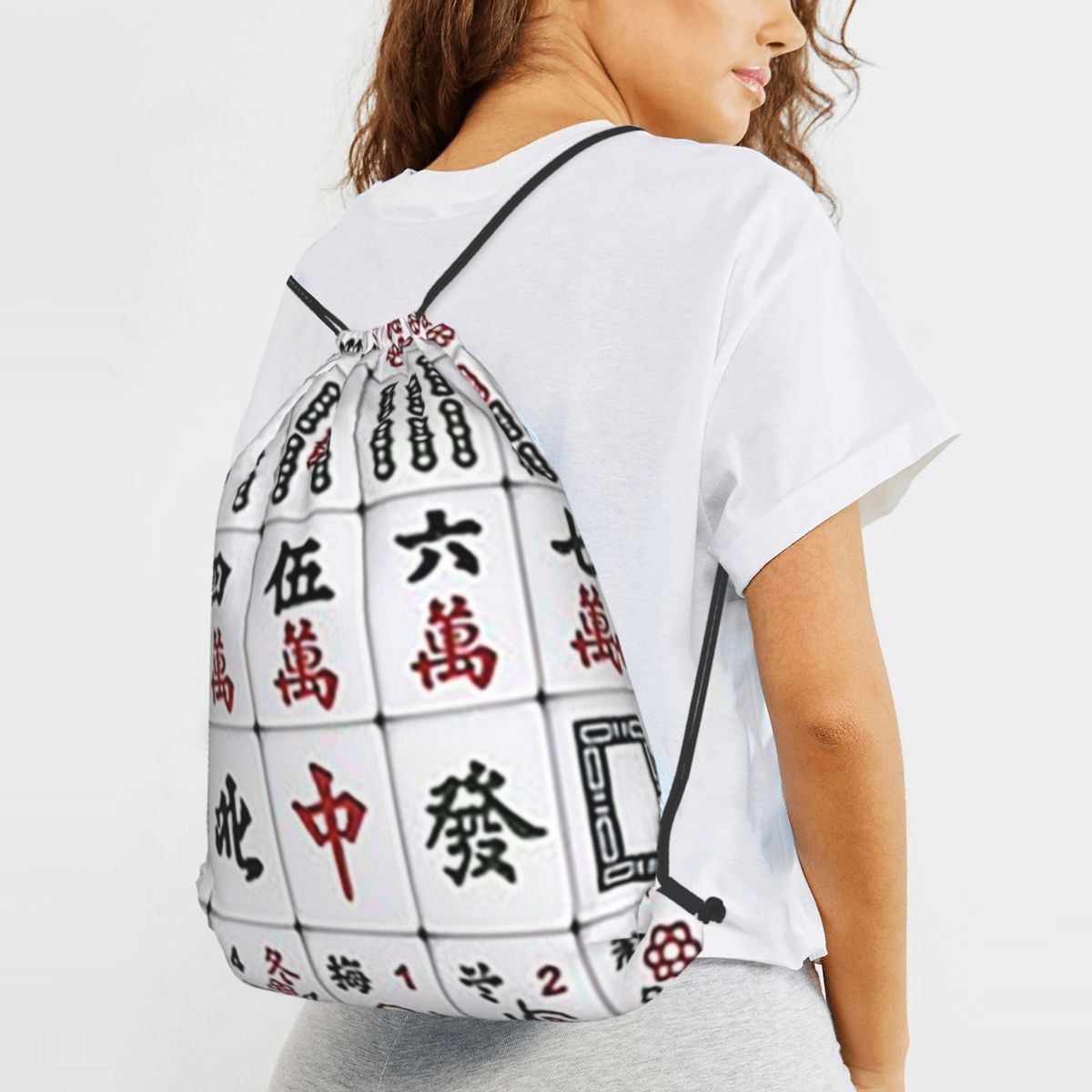 Mahjong Tile Pattern Backpacks - огляд і ціна Tile Bag Drawstring