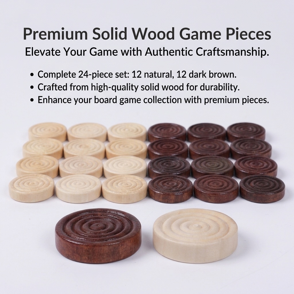 24 Pcs/Set Wooden Round Checke - огляд і ціна Board Game Harvest