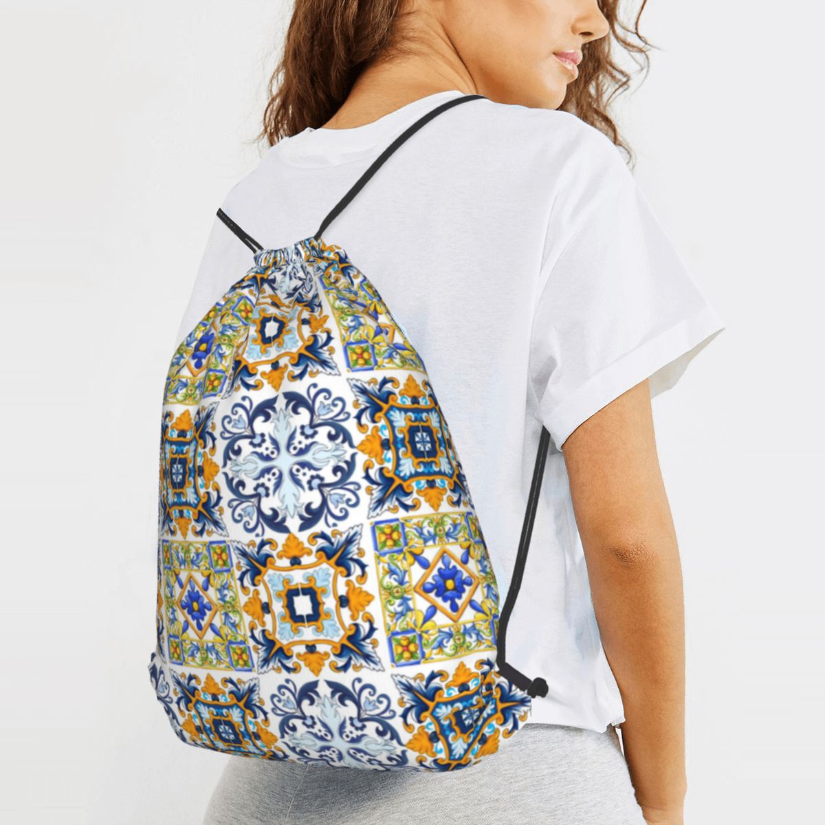 Copy Of Sicilian Tiles,mediter - огляд і ціна Tile Bag Drawstring