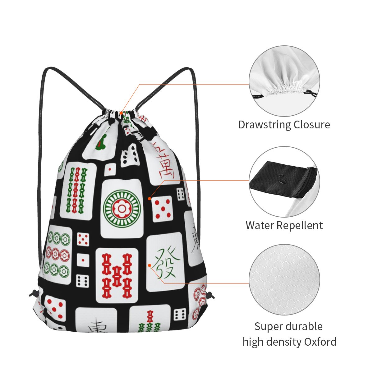 Mahjong Tiles Game Dice Backpa - огляд і ціна Tile Bag Drawstring