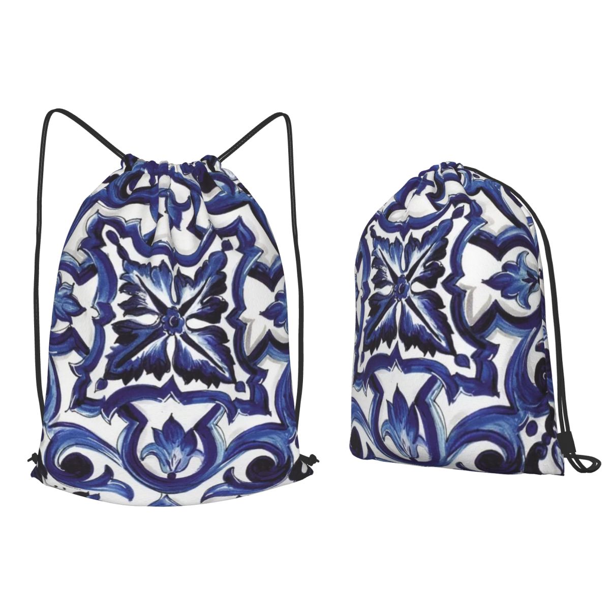 Blue Ornate Floral Mediterrane - огляд і ціна Tile Bag Drawstring