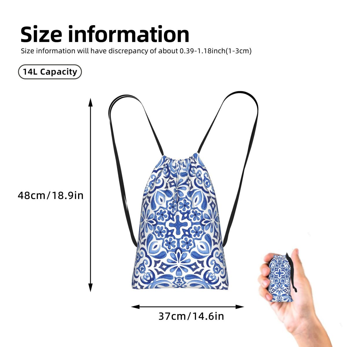 Mediterranean Mosaic Tiles Azu - огляд і ціна Tile Bag Drawstring
