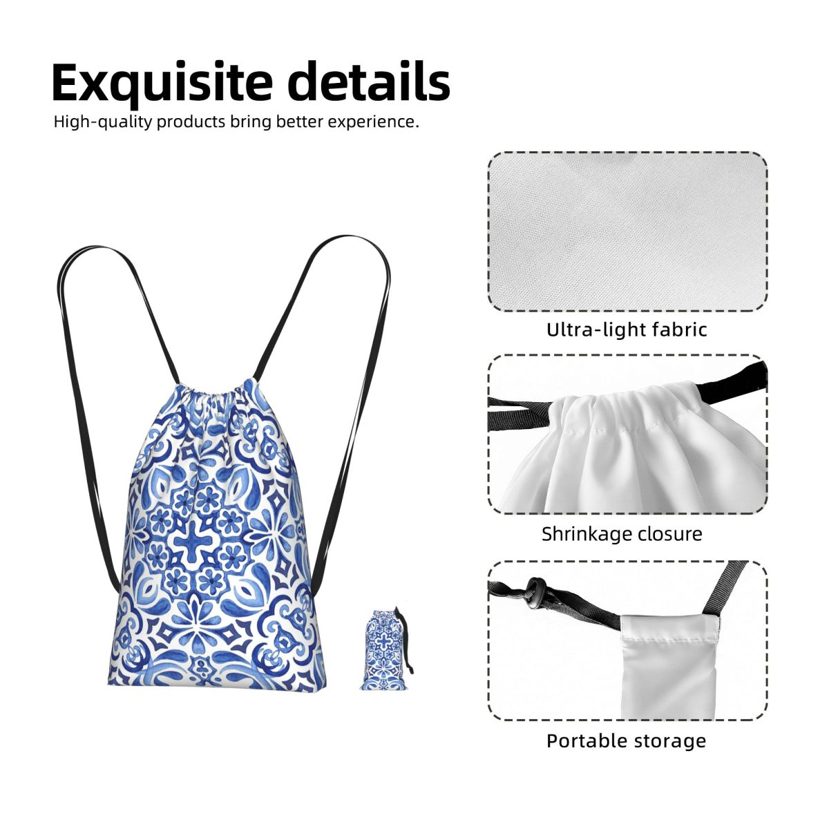 Mediterranean Mosaic Tiles Azu - огляд і ціна Tile Bag Drawstring