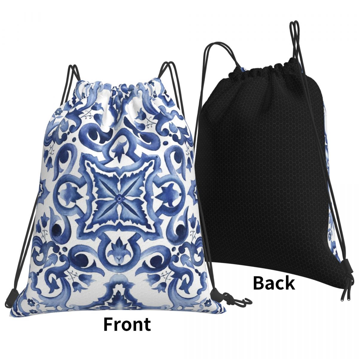 Blue Ornate Floral Mediterrane - огляд і ціна Tile Bag Drawstring