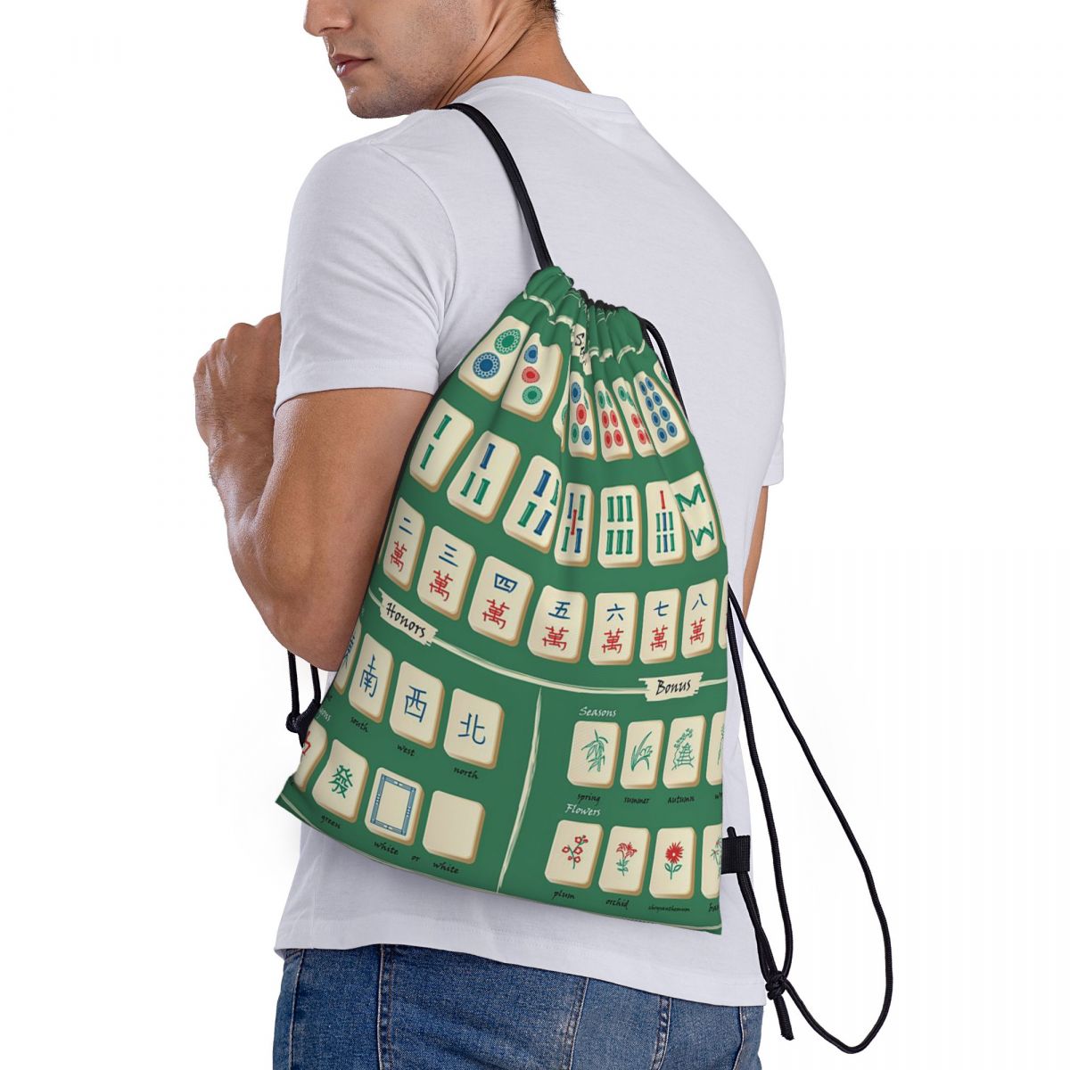 Mahjong Tile Pattern Backpacks - огляд і ціна Tile Bag Drawstring