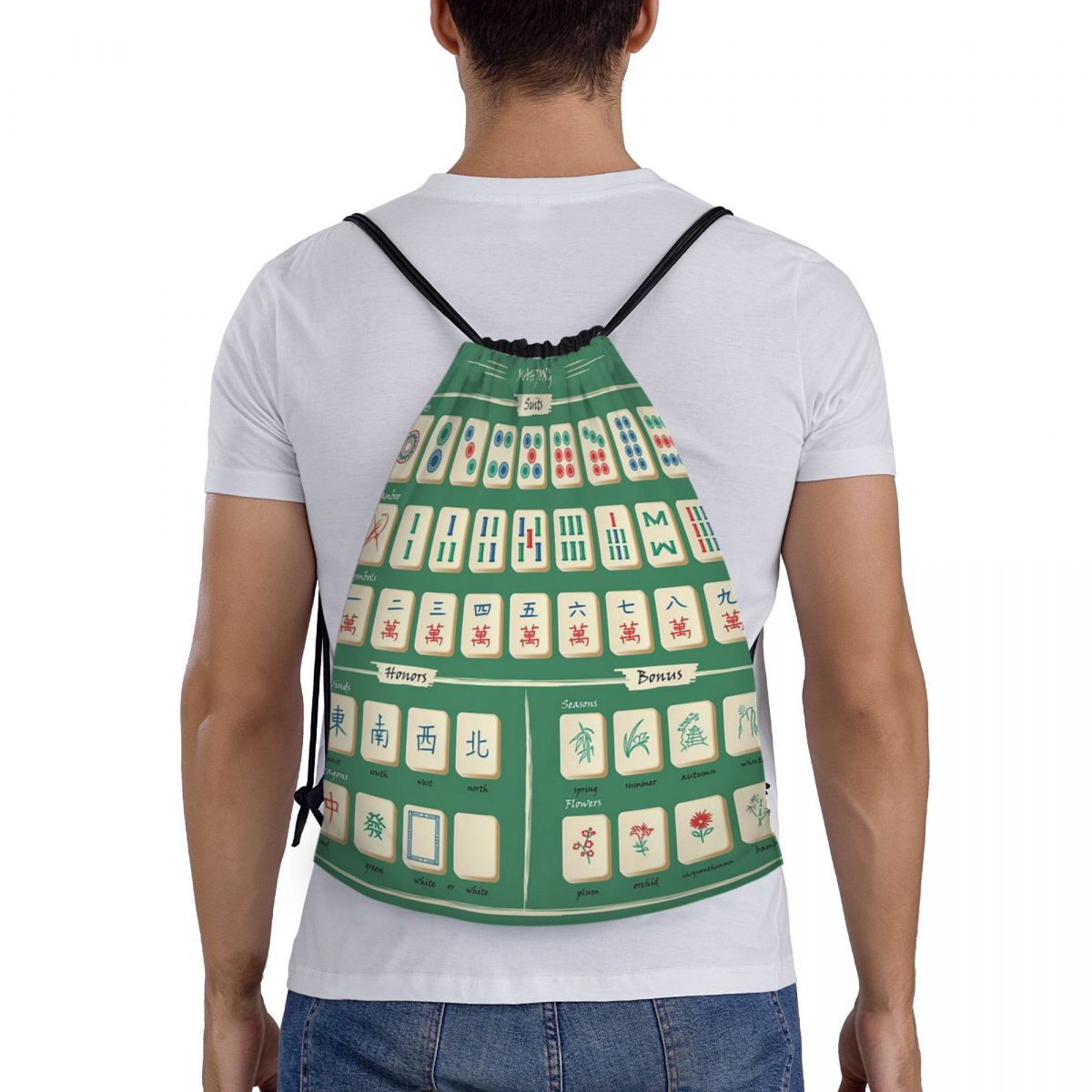 Mahjong Tile Pattern Backpacks - огляд і ціна Tile Bag Drawstring