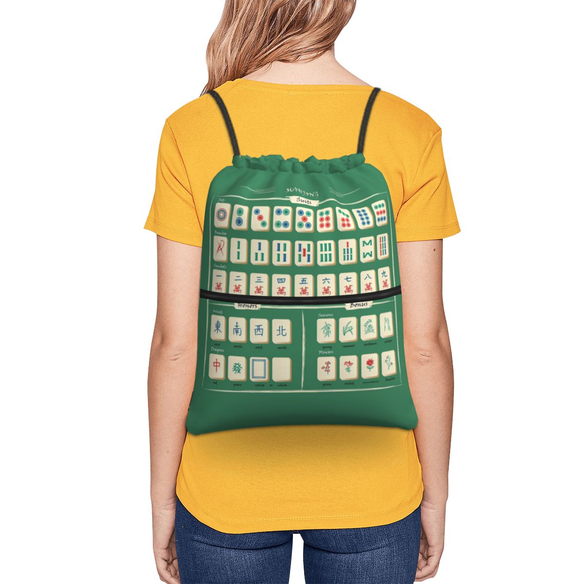 Mahjong Tile Pattern Backpacks - огляд і ціна Tile Bag Drawstring